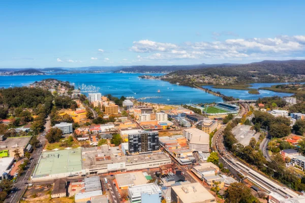Overhead view of Gosford on the Central Coast